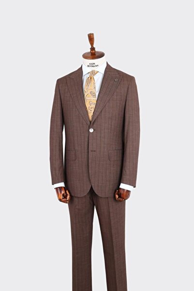 Kadir Büyükkaya Kırlangıç Yaka İki Düğmeli Erkek Takım Elbise-KAX1370S