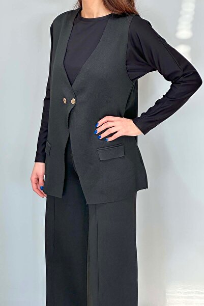 REMSA Black Knitwear Vest and Trousers Set - 35187