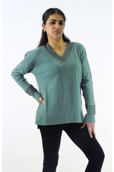 Tuğra Collar and Sleeve Detailed Knitwear Sweater