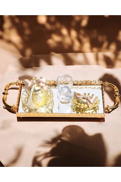 CyzHome Affection Gold Engagement Coffee Tray