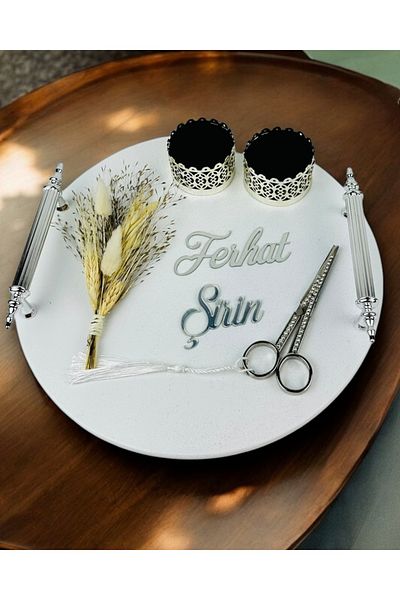 CyzHome White Adoration Polyester Silver Engagement Tray