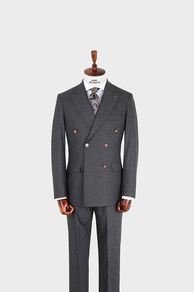 Kadir Büyükkaya Swallow Collar Double Breasted Men's Suit-Kax1257S