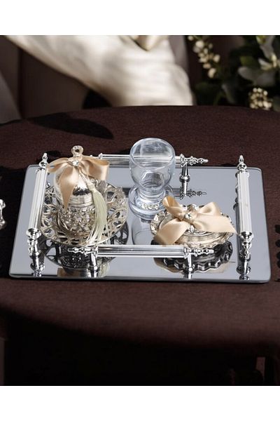 CyzHome Reverence Silver Promise Coffee Tray