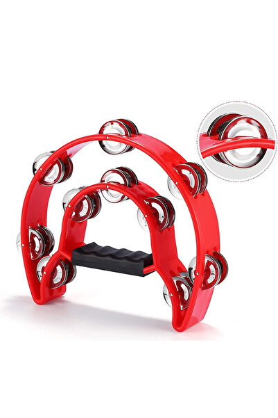 Midex Tf-26Rd Double Row 10 Bells Red Tambourine Tambourine (with Hand Grip Parts)