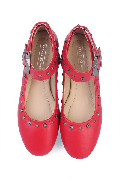 KARVENSHOES Red Color Leather Ballerinas 29