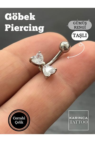 Karınca Piercing Zircon Stone Bow Tie Patterned Navel Piercing