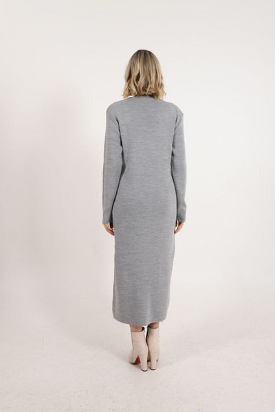 ALCHON Rochie de tricot de iarnă simplă, de bază, cu gât rotund, cu mânecă lungă, lungime midi