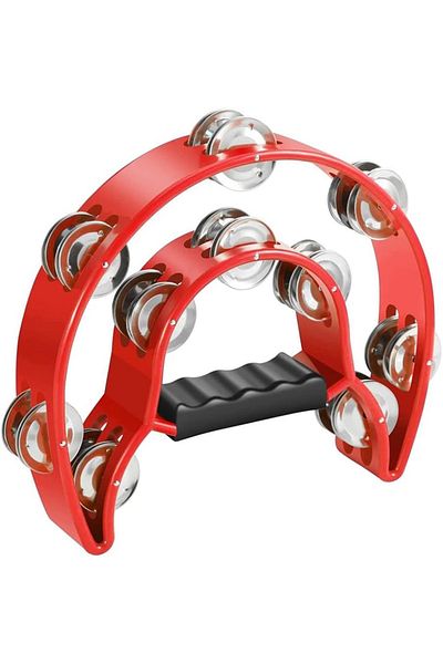 Midex Tf-26Rd Double Row 10 Bells Red Tambourine Tambourine (with Hand Grip Parts)