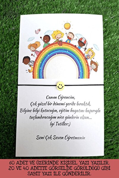 Emtory Home 20'li Gökkuşağı Çocuk Kartlı Emoji Bileklik - Okul Hediyesi - Kar...