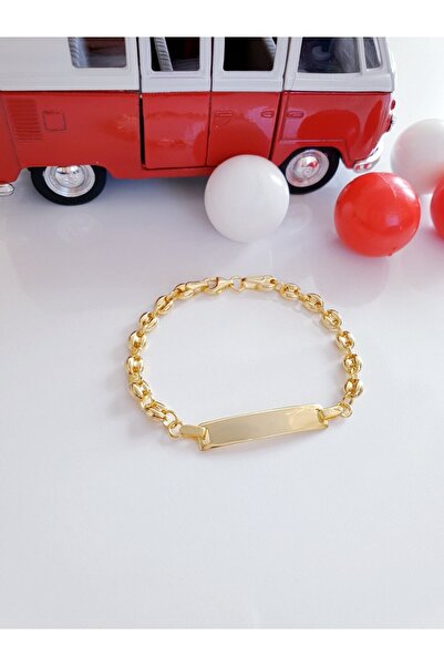 MAGRİB 22 Ayar Altın Kaplama Isim Yazılabilir Plakalı Gümüş Çocuk Künyesi Bil...