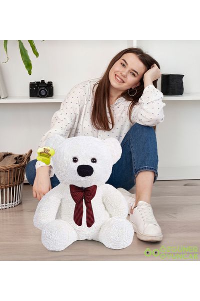 Özgüner Oyuncak Plush Teddy Bear with Bow Tie – Sitting Bear Toy Gift for Kids