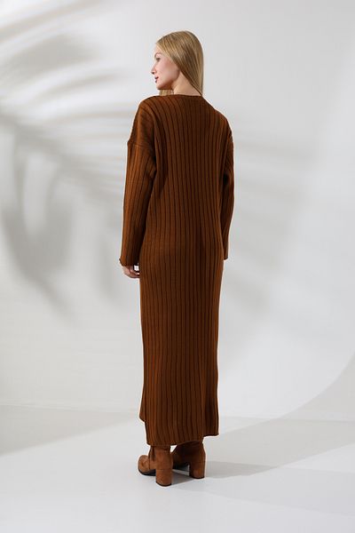 ALCHON Rochie de tricotaj de sezon de bază, cu gât rotund, cu mânecă lungă, supradimensionată, până la gleznă