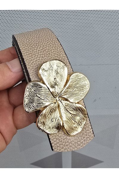 Kemerix Women's Double-Way Mink-Black Belt with Gold Buckle