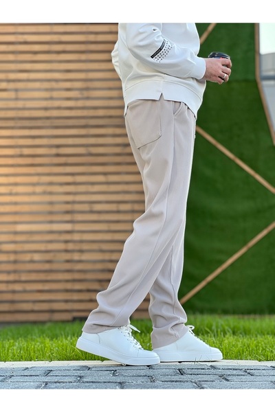 ElitWear Men's Ribbed Fabric Relaxed Trousers