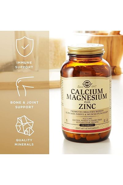 Solgar 100 Tablets Calcium Magnesium Plus Zinc
