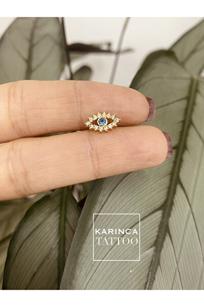 Karınca Piercing Nazar Boncuğu Taşlı Piercing Flat Conch Forward Helix Kıkırdak Tragus Piercing Küpe