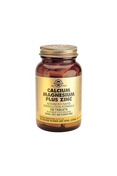 Solgar 100 Tablets Calcium Magnesium Plus Zinc