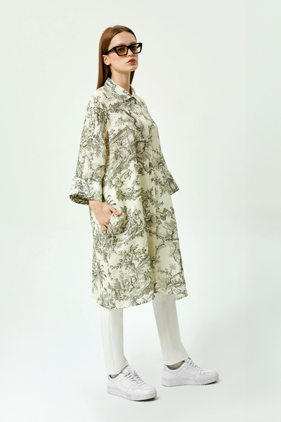 SAINT ONES Keten Oversize Truvakar Kol Gömlek Tunik Elbise