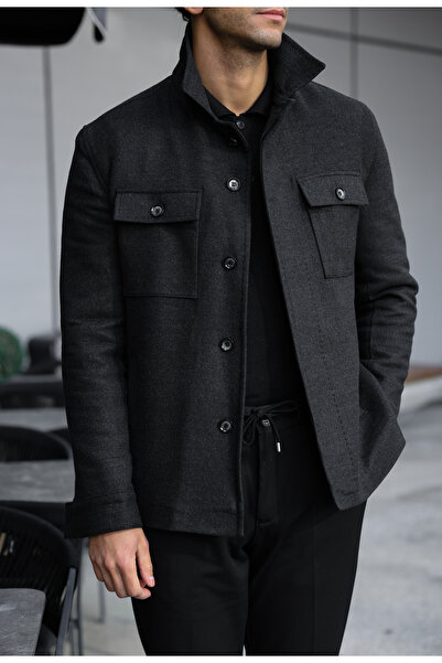 AEK FIORE Erkek Füme Yün Karışımlı Kısa Mont