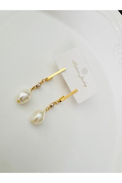 DEVİ fashion Trend Pearl Earring 5 cm