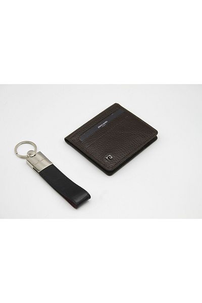 Pierre Cardin Genuine Leather Card Holder and Keychain Gift