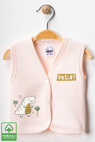 Miniel Unisex Baby Dino Printed Organic Cotton 3-6-9 Months 2-Piece Quilted Baby Vest Set