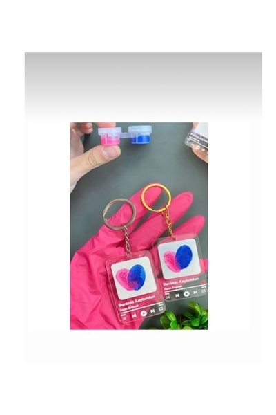 ARTSAN 14 Şubat sevgilier gününe özel parmak izi anahtarlık seti