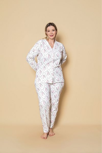 CALİA Women's Front Buttoned Oversized 2 Thread Raised Pajamas Set