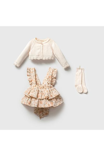 Nipperland Natural Cotton Vintage Set with Skirt and Bolero