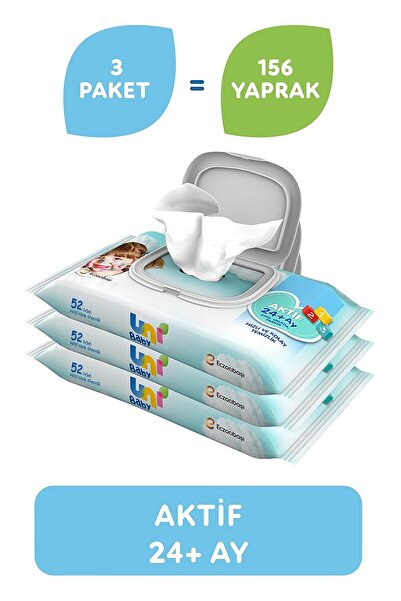 Uni Baby Aktif Islak Mendil 3x52 Adet