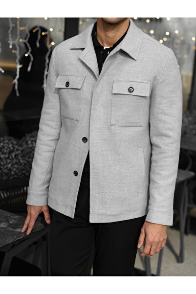 AEK FIORE Erkek Gri Yün Karışımlı Kısa Mont