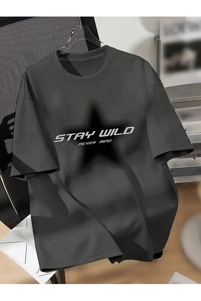 Touz Moda Μπλουζάκι με στάμπα Stay Wild Unisex Oversize