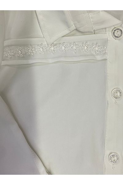 skycott Cămașă subțire și elegantă pentru fetiță, cu nasturi strălucitori, cu detaliu de flori