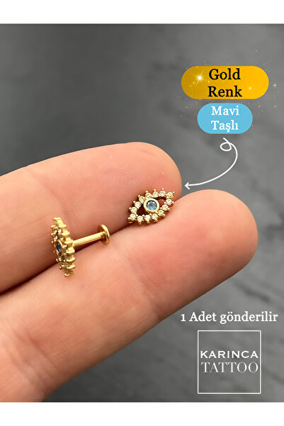 Karınca Piercing Nazar Boncuğu Taşlı Piercing Flat Conch Forward Helix Kıkırdak Tragus Piercing Küpe