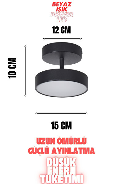 Modavize Tual Modern  Hol Antre Yatak Odası Giyinme Odası Mutfak Beyaz Işık Ledli Siyah Renk Tekli Led Avize