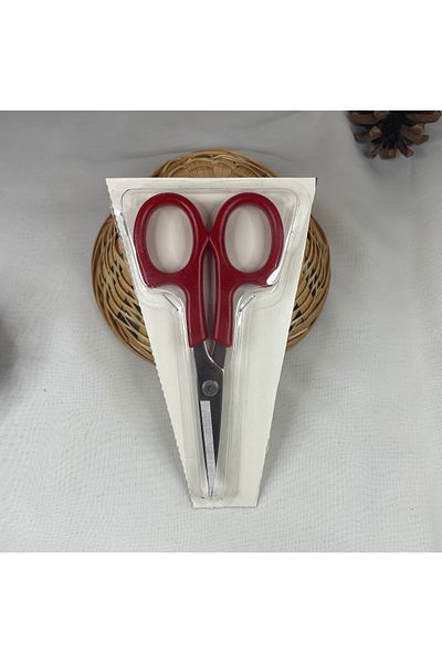 Hard Steel Red Embroidered Steel Scissors - Handle Sewing Hand, 12.5 cm Length