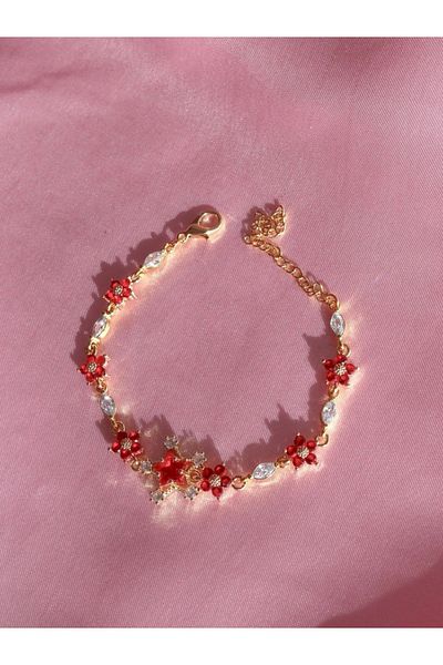 Reorah Collection Elegant Star Blossom Bracelet - Red Flower Star Bracelet