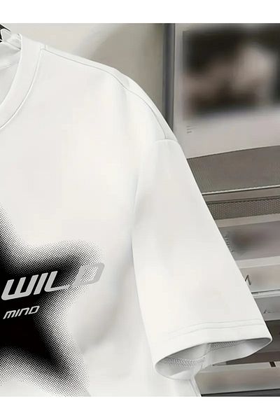 Touz Moda Tricou oversize unisex cu imprimeu Stay Wild