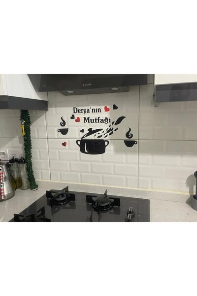 oncawall Piano black Isimli Mutfağı Yazılı siyah Ayalı Pleksi Mutfak Süsü