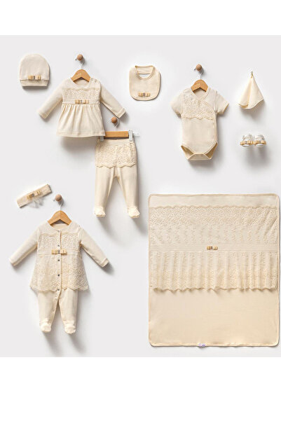 Melekpare Kız Bebek Hastane Çıkışı Yeni Doğan Lüks Güpürlü % 100 Pamuk Zıbın ...