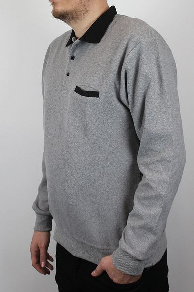 TANİŞ GİYİM Plus Size Men's Polo Neck Pocket Light Grey Thessaloniki Knit Sweatshirt - Small Size Recommended
