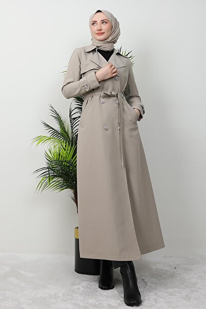 GİZ AGİYİM Beige Gabardine Trench Coat - Buttoned