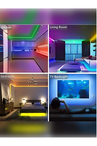 teknonisa çok amaçlı Tv arka TAVAN 10 Metre Bluetooth Telefon Kontrollü Smart Şerit Led Sese Duyarlı  Led Işık