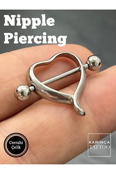 Karınca Piercing Kalp Meme Ucu Göğüs Ucu Cerrahi Çelik Nipple Piercing