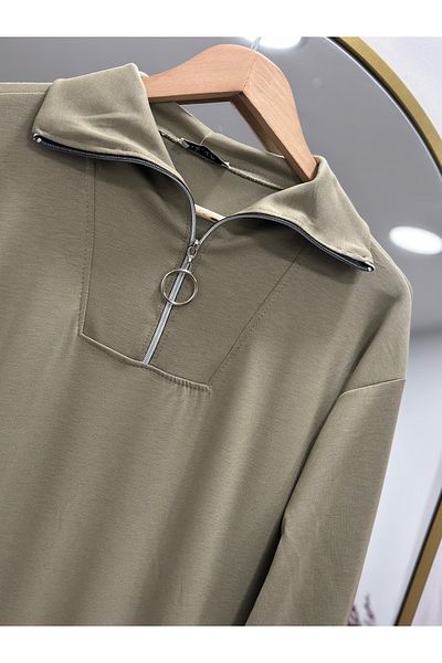 Ebrar Store Mint Drop Half Zipper Dress - Na2333