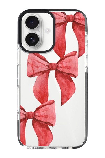 shoptocase iPhone 16 Compatible Ribbon Patterned Black Impacts Phone Case