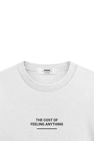Overoz Біла оверсайз футболка з принтом Типографія Оверсайз з написом Унісекс футболка 1340