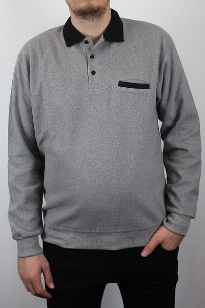 TANİŞ GİYİM Plus Size Men's Polo Neck Pocket Light Grey Thessaloniki Knit Sweatshirt - Small Size Recommended