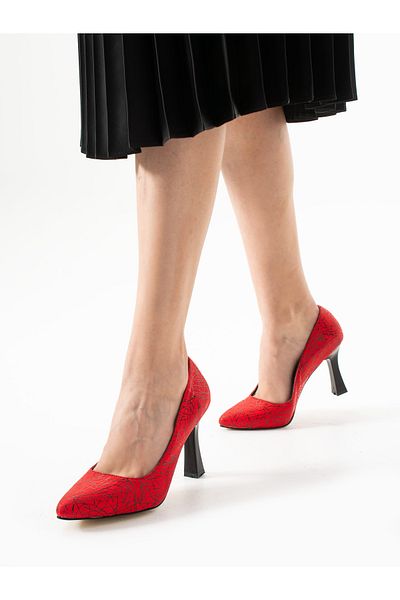 Alemdar Shoes Pantofi de damă cu toc înalt cu model roșu MOTİON