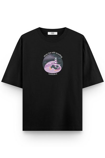 Overoz Μαύρο μπλουζάκι Unisex με στάμπα μεγάλου μεγέθους 1347
